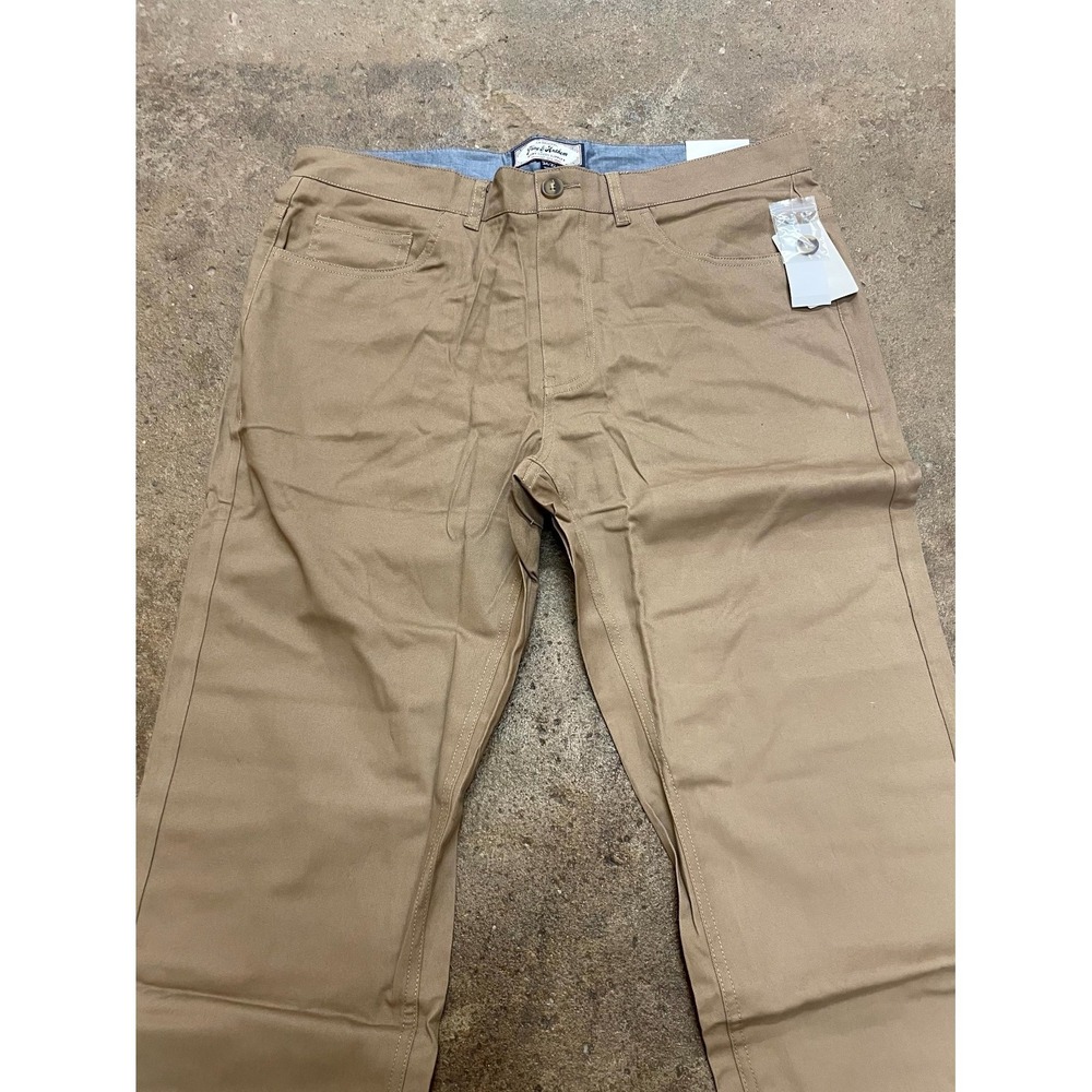 Flag & Anthem Nashville Straight Pants Men 34x32 Khaki Cotton Stretch Flat Front